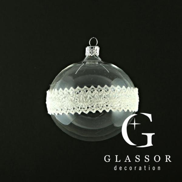 Glass ornament - transparent ball with lace