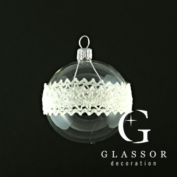 Glass ornaments - transparent ball with lace