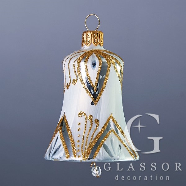Christmas ornaments - bell in white color with ice-effect