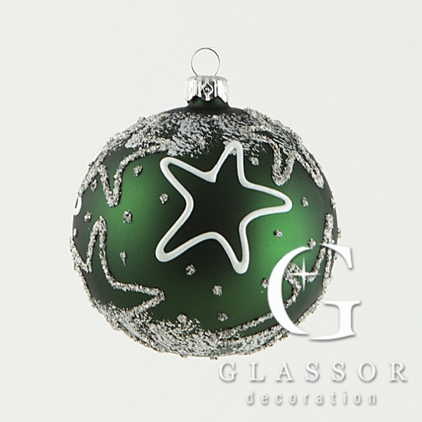 Glass Bowls Christmas Decoration, Ball with Star, Φ 8cm