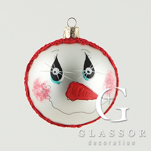 Christmas Tree Decoration, White Ball with Face, &#934; 8cm