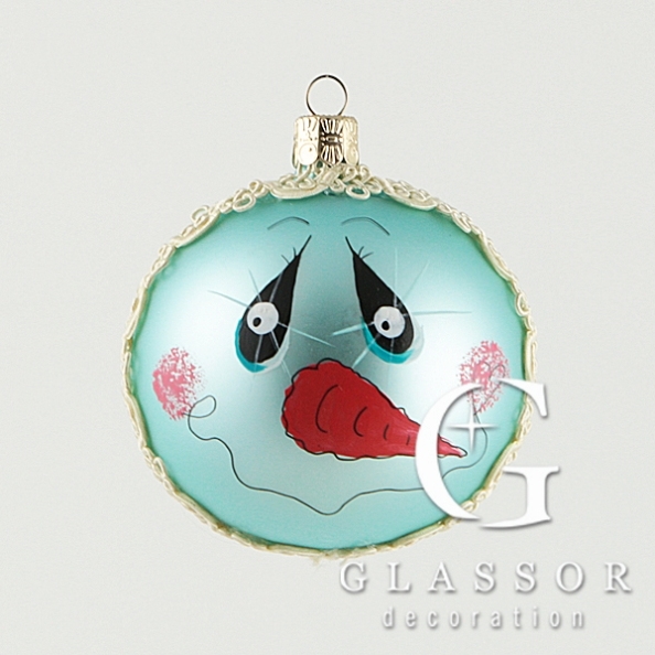 Glass Ball Christmas Decoration, Blue Face, &#934; 8cm