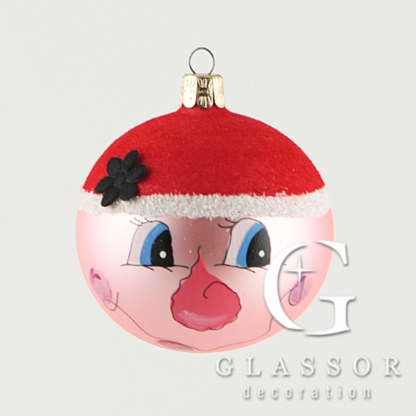 Pink Christmas Ball Decoration Face, &#934; 8cm