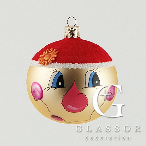 Christmas Decoration, Glass Ball Face Red Cap, &#934; 8cm