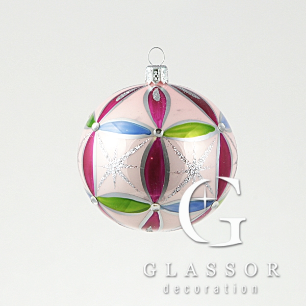 Christmas Ornament,  Glass Ball in Pink Glitter, Decoration, Diameter