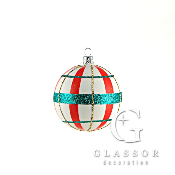 White ball with red and green décor