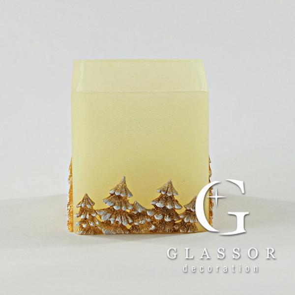 Christmas Decoration - Cream-colored Candlestick with Trees