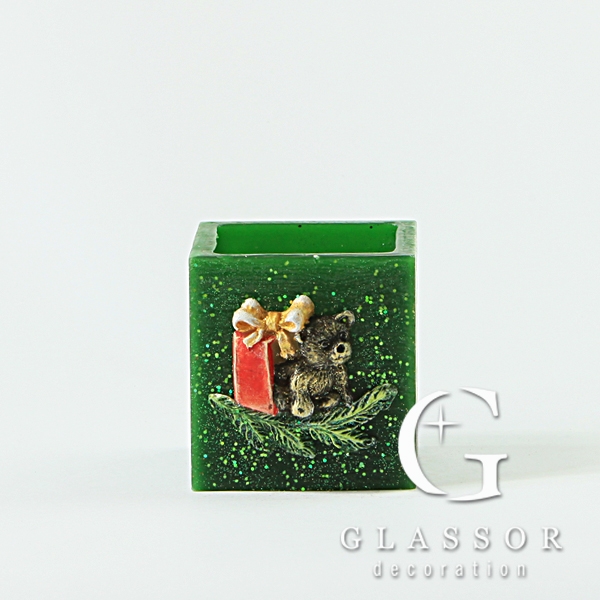 Christmas Decoration - Candle-holder with Teddy