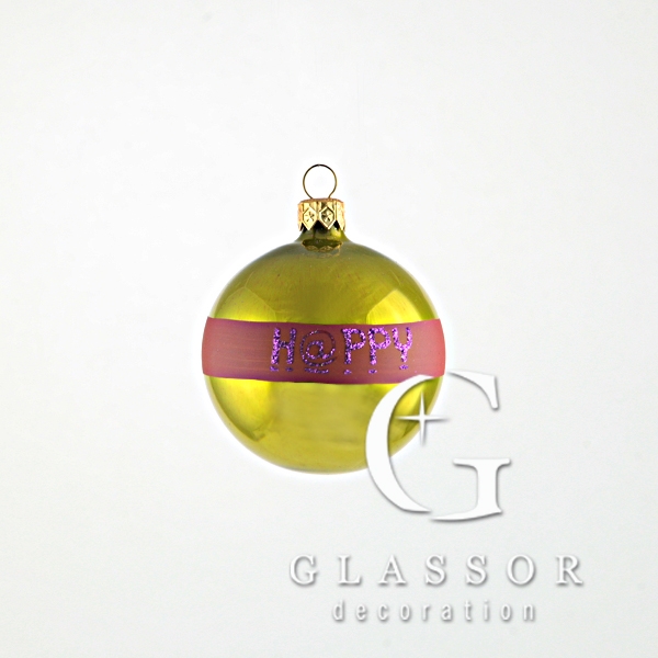 Christmas Ball in Gold Colour with Violet Strip Φ 7 cm