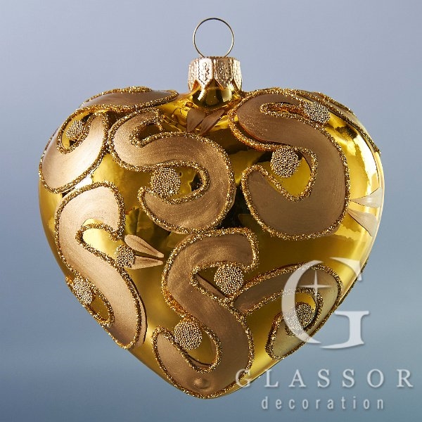 Xmas ornament - Heart in gold lack