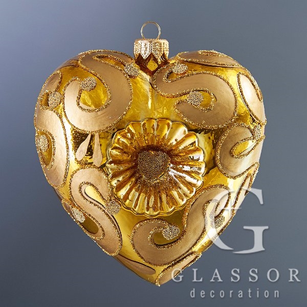 Xmas decorations - Gold glass heart