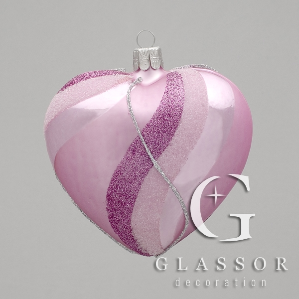 Large Pink Christmas heart with stripe décor
