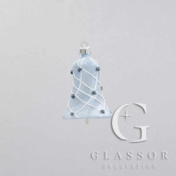Light powder blue Christmas bell ornament with bead décor
