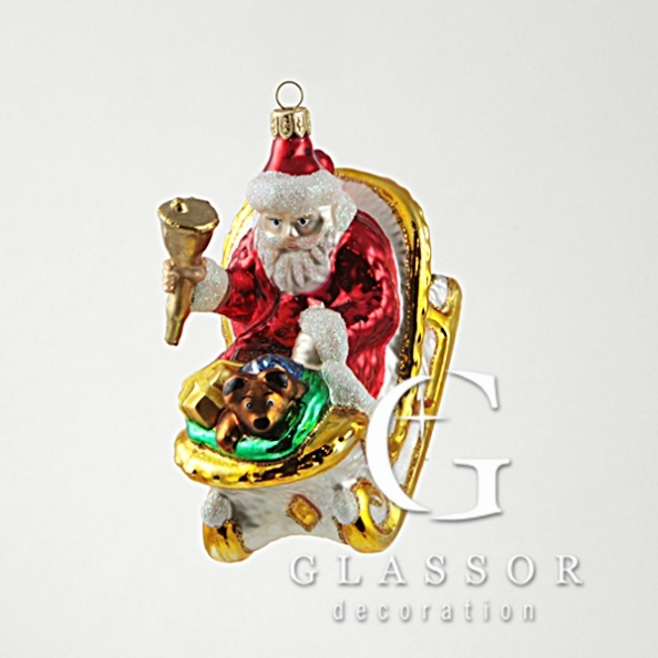 Santa on sleigh Christmas ornament
