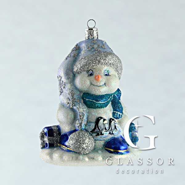 Christmas glass decoration - Snowman with presents