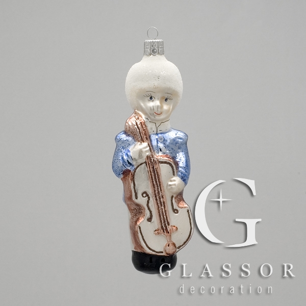 Blue musician with contrabass Christmas ornament
