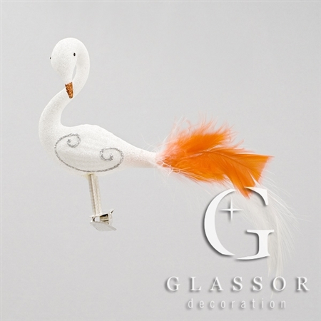 Plumed white swan with clip attachment