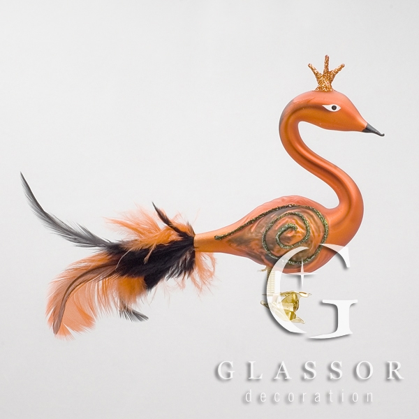 Christmas Ornaments, Orange Swan with Crown