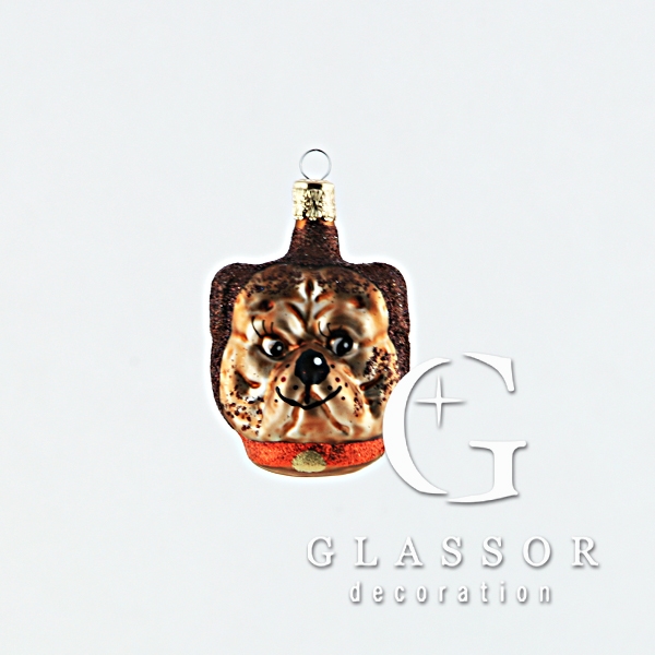 Glass brown Bulldog head
