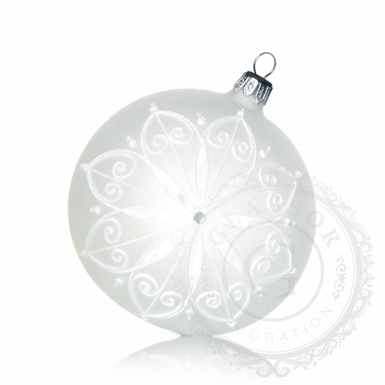 Xmas ball - Glass ball in white transparent matt 6 cm