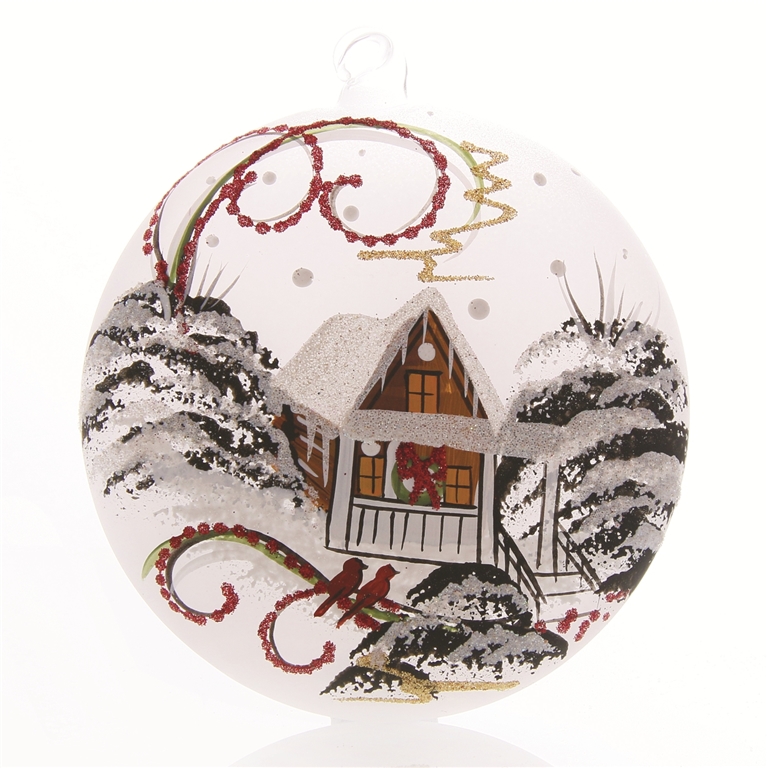 Flat bauble with decor of cottage, simax