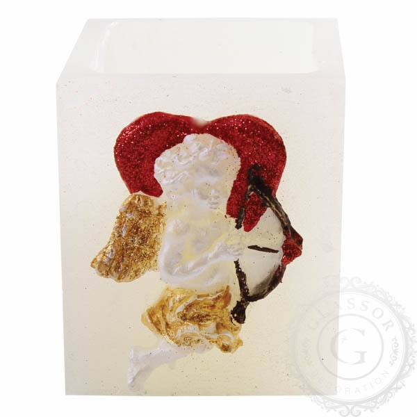 Candleholder with heart and Cupid