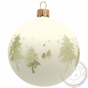 White Christmas bauble with trees
