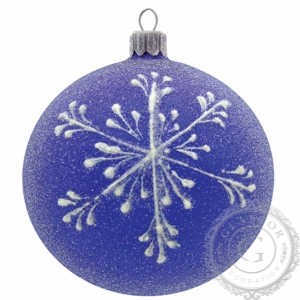 Blue glass Christmas ball with snowflake 