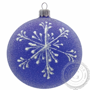 Blue glass Christmas ball with snowflake 
