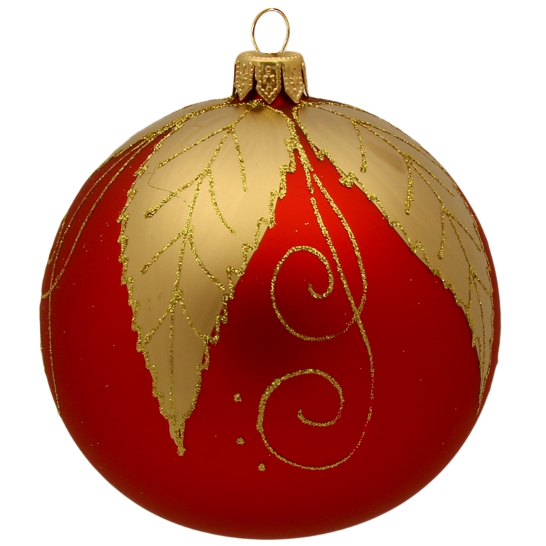 Christmas ball red with gold decor