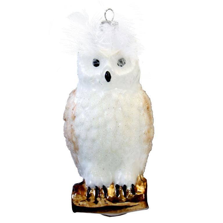 Glass decoration white owl