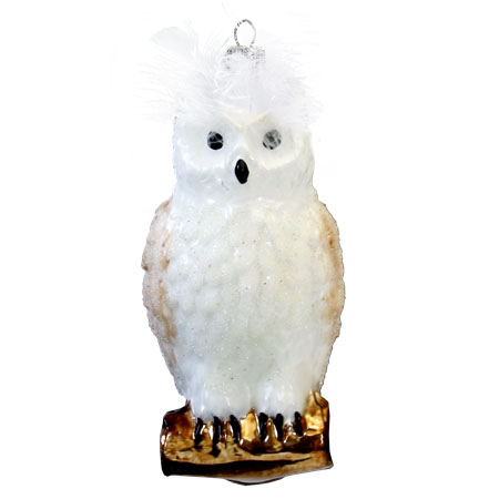 Glass decoration white owl