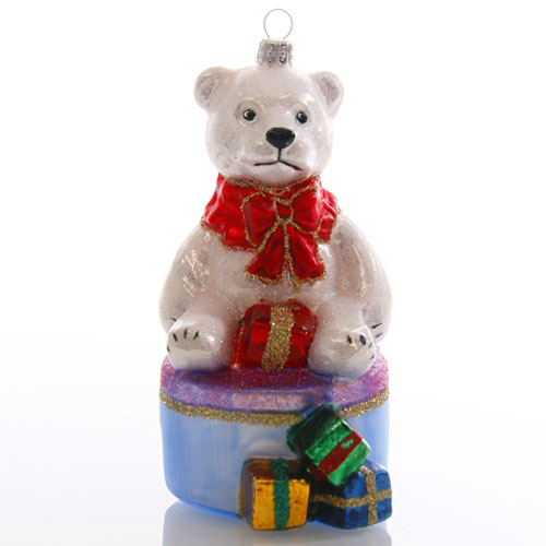 Glass bear white on box