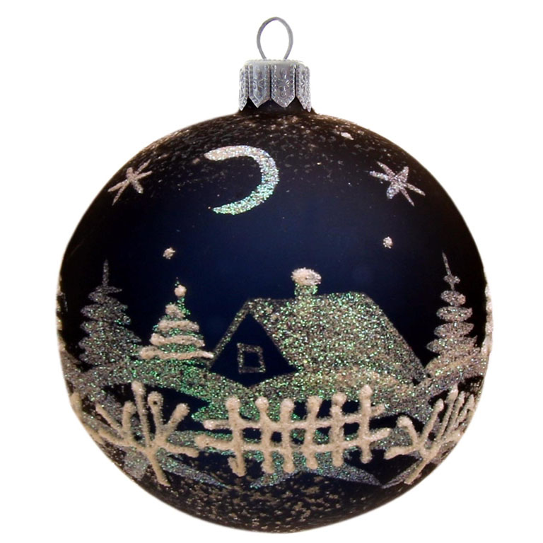 Ball shaped Christmas Ornaments, Dark Blue Matte, Decoration  Ř 8cm