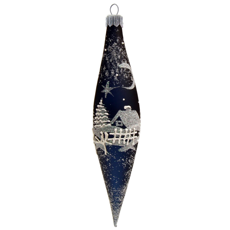 Christmas Ornament, Dark Blue Racket , Decoration, 14x3cm