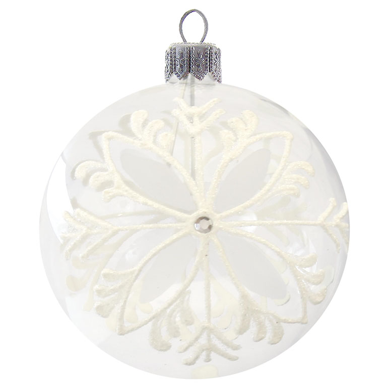 Glass ball clear with snowflake