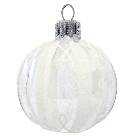 Clear ball ornament with white decoration