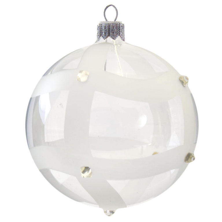 Clear glass ball white décor with small stones