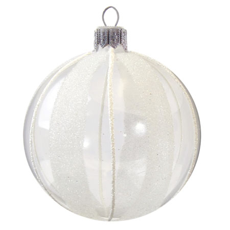 Clear ornament with white stripes