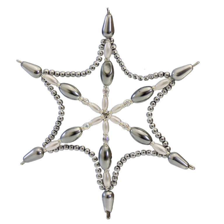 Silver-grey star decoration made of pearl beads