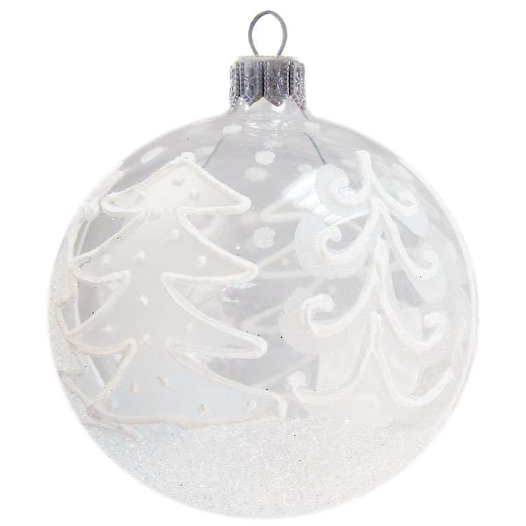 Clear bauble with white trees