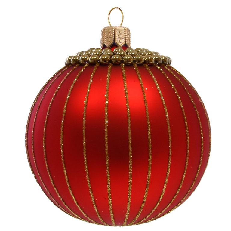 Red bauble with gold lines