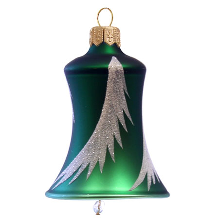Green frosty Christmas bell ornament 