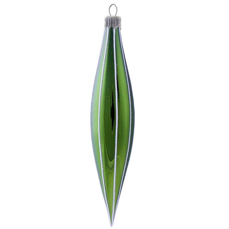 Green glass drop with white décor
