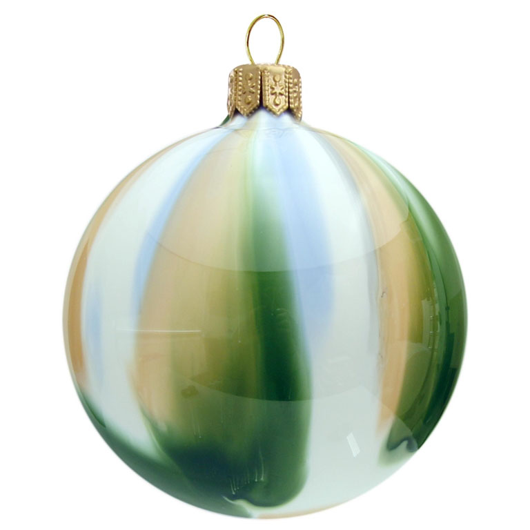 Christmas Ornament with Blurred Shades of Green, White and Blue