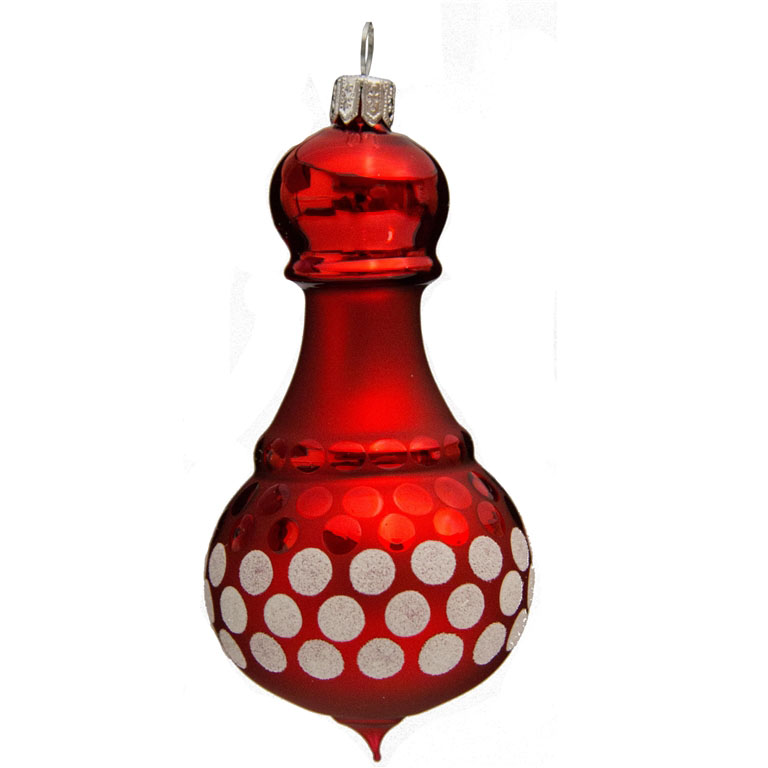 Red ornament with white dots