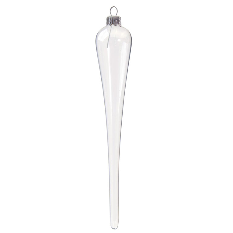 Clear glass icicle without decor