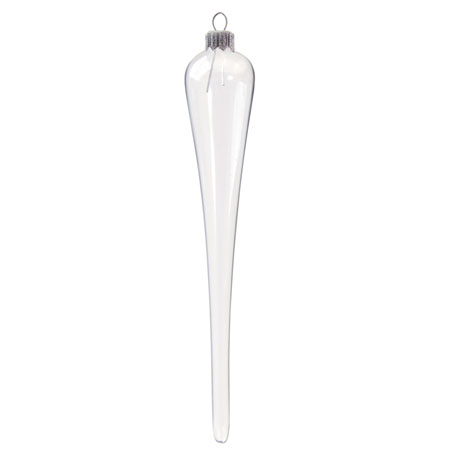 Clear glass icicle without decor