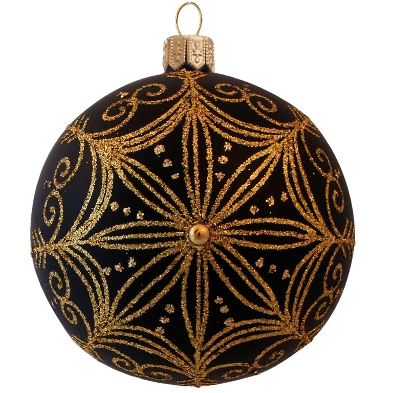 Bauble black with golden star décor