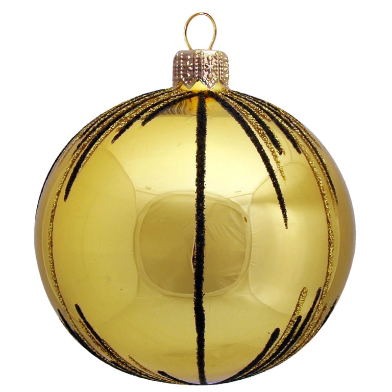 Bauble gold with stripes and lines